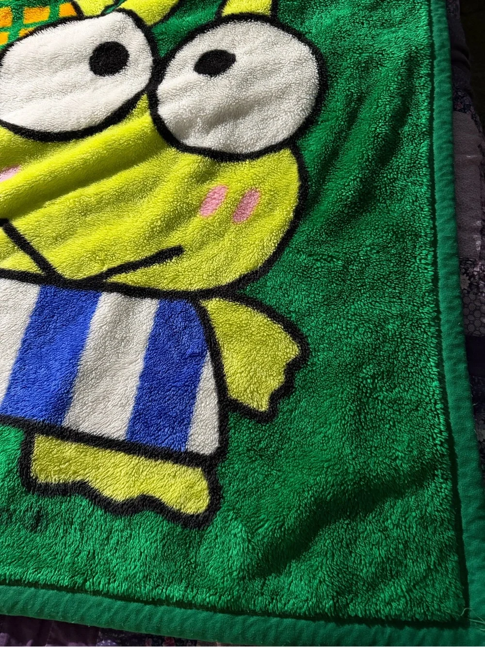 Vintage 1993 Sanrio Kero Keropi Blanket Rare Design 51x70 Inches Bedroom Decor